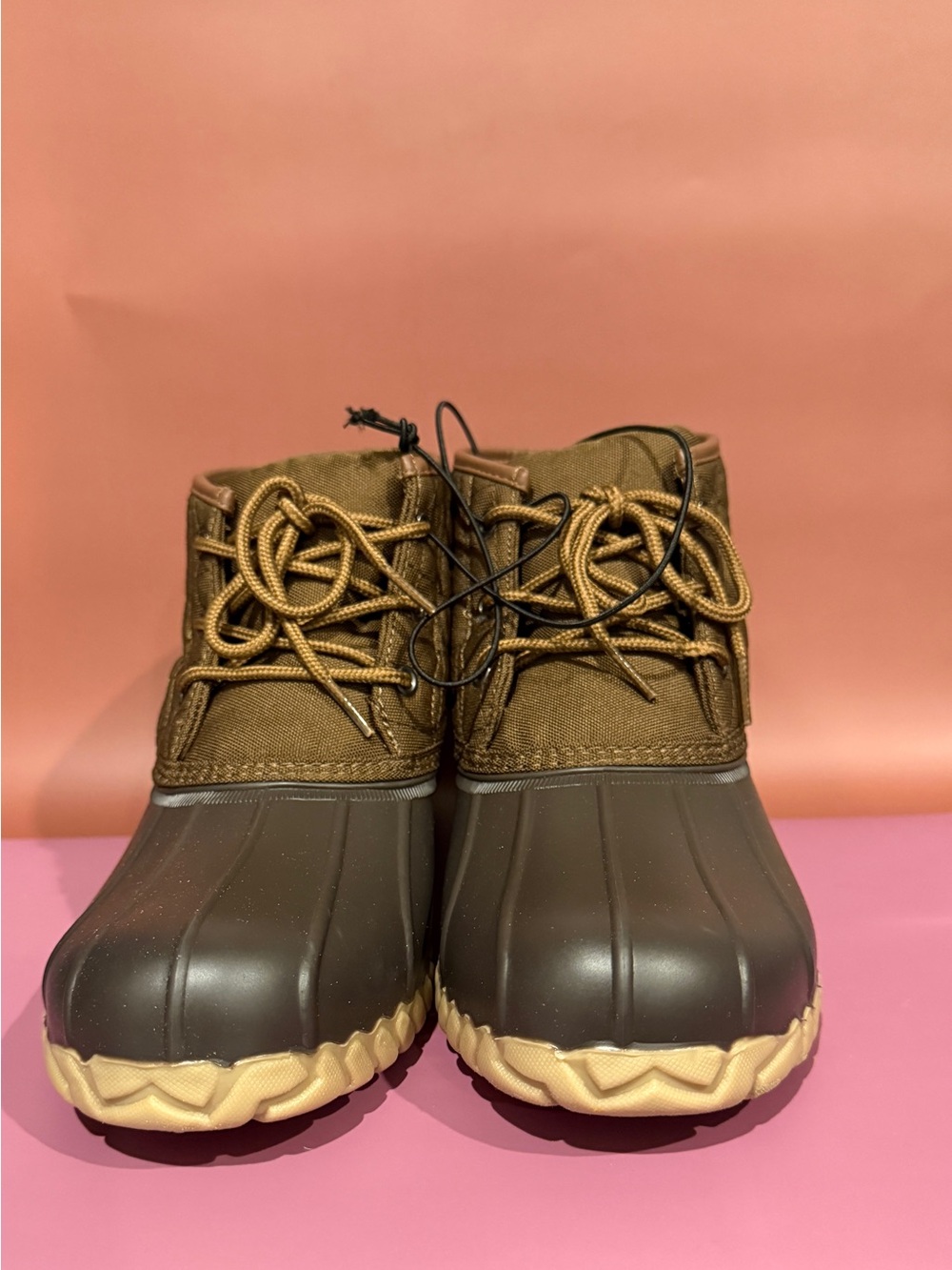 St. John's Bay Kids Brown and Tan Waterproof Duck Boots